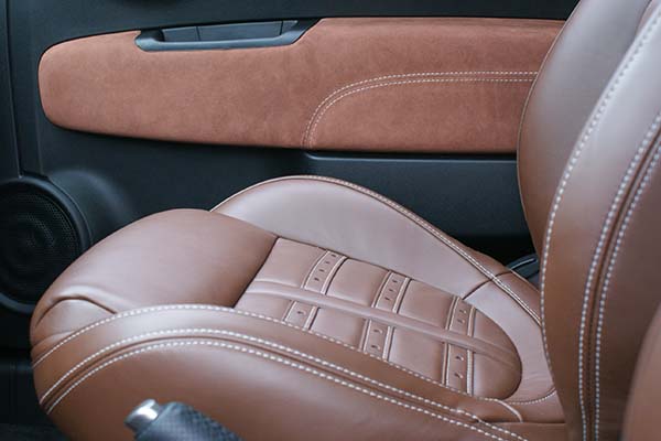 Fiat 500 Abarth Leather Seats Nappa Brown And Amber Alcantara Alba - Fiat 500 Abarth Seat Covers